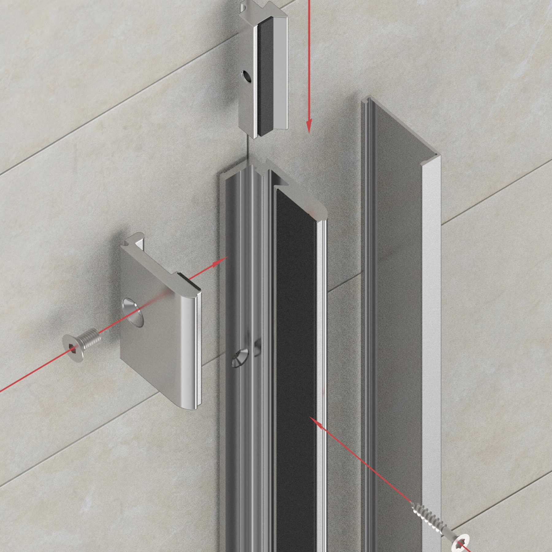Klämprofil för 8 mm glas, längd 5000 mm, aluminium naturanodiserad