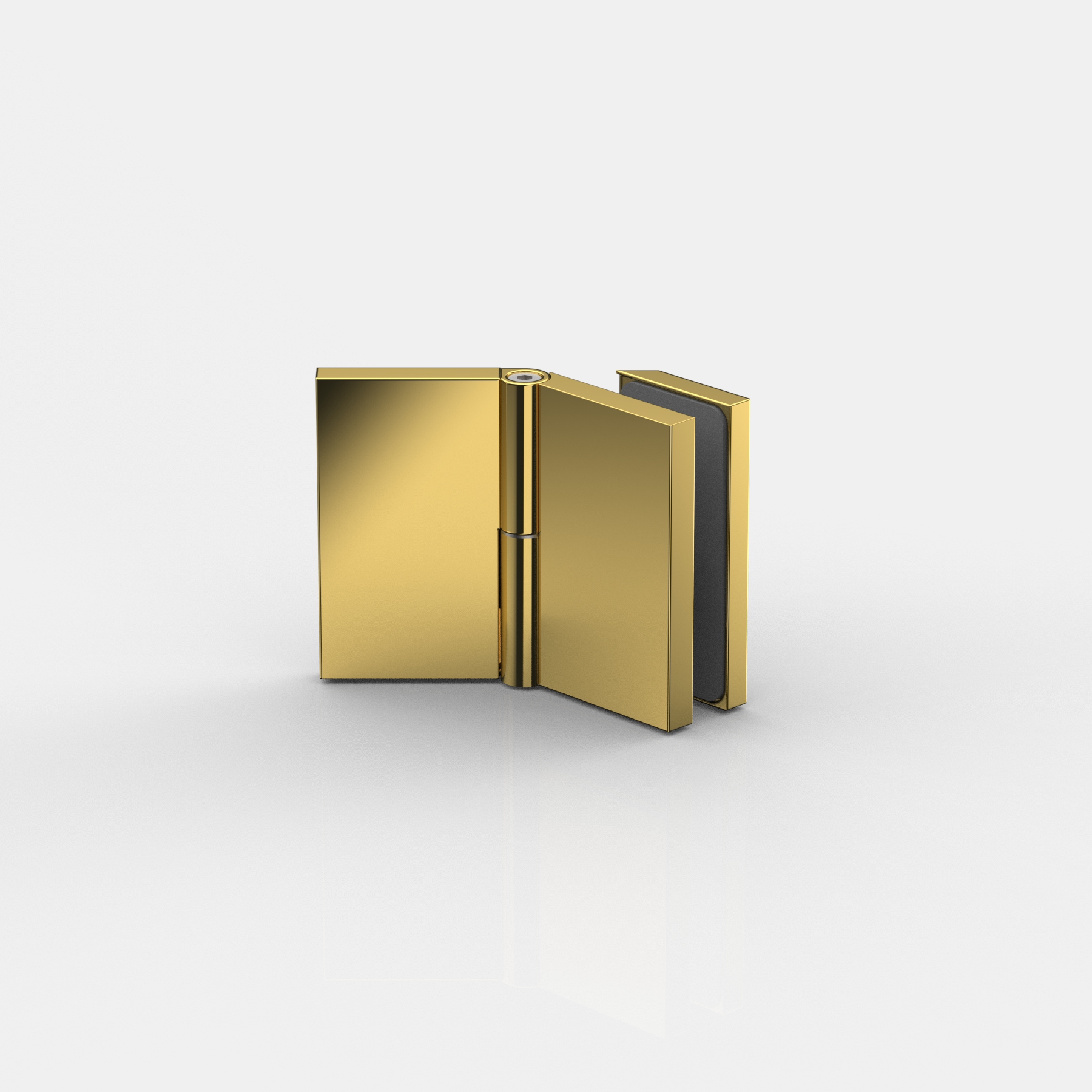 Fasta beslag glas‑vägg 135°, mässing/guld utseende (blank), justerbara, Flamea+