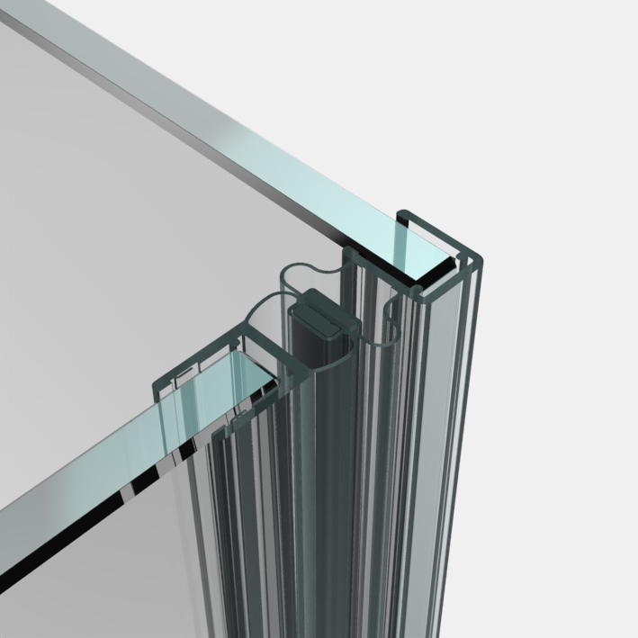 Tätningsprofil magnetset för glas–glas 90°