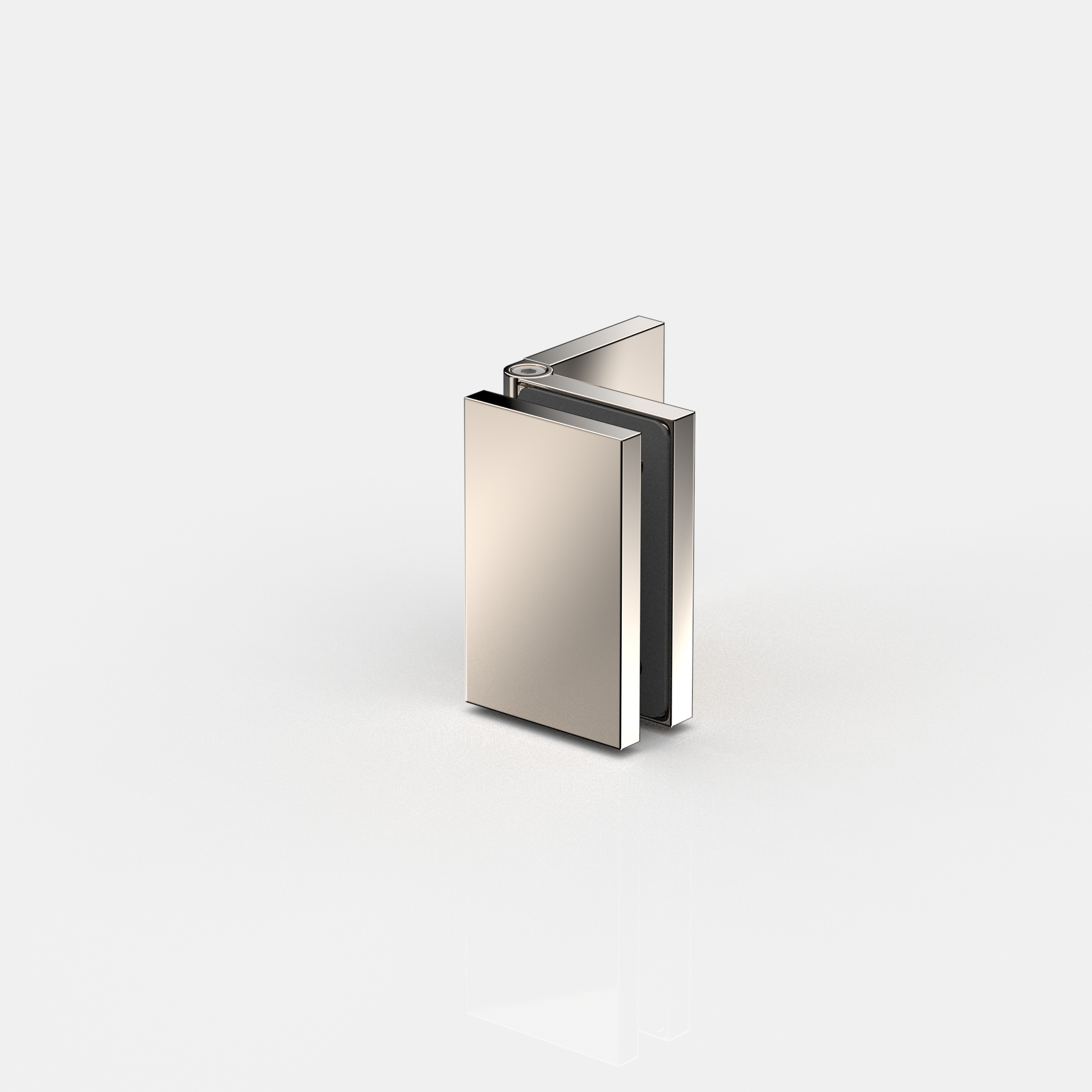 Fasta beslag glas‑vägg 90° (justerbara), blank nickel, Flamea+