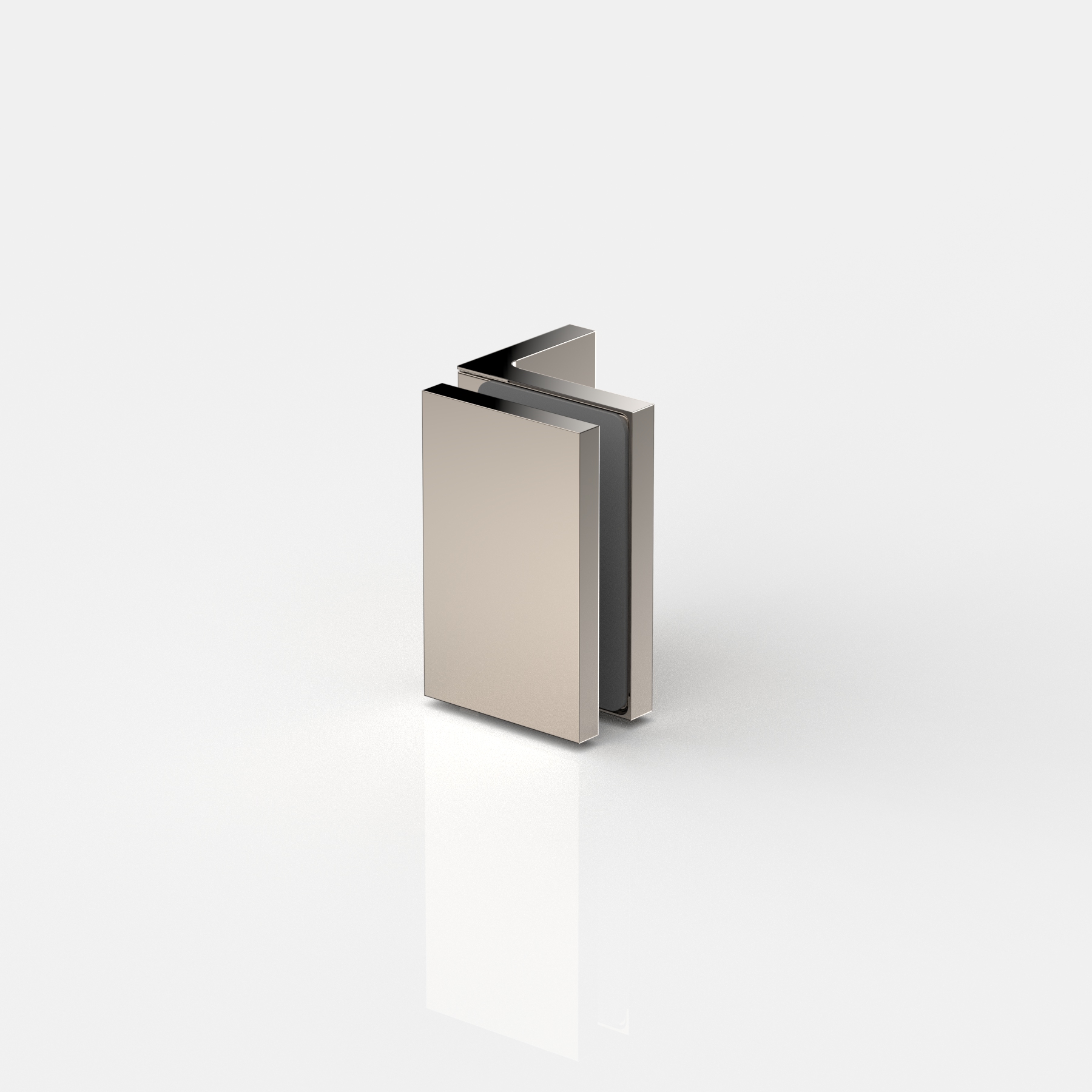 Fasta beslag glas‑vägg 90°, blank nickel, Flamea+