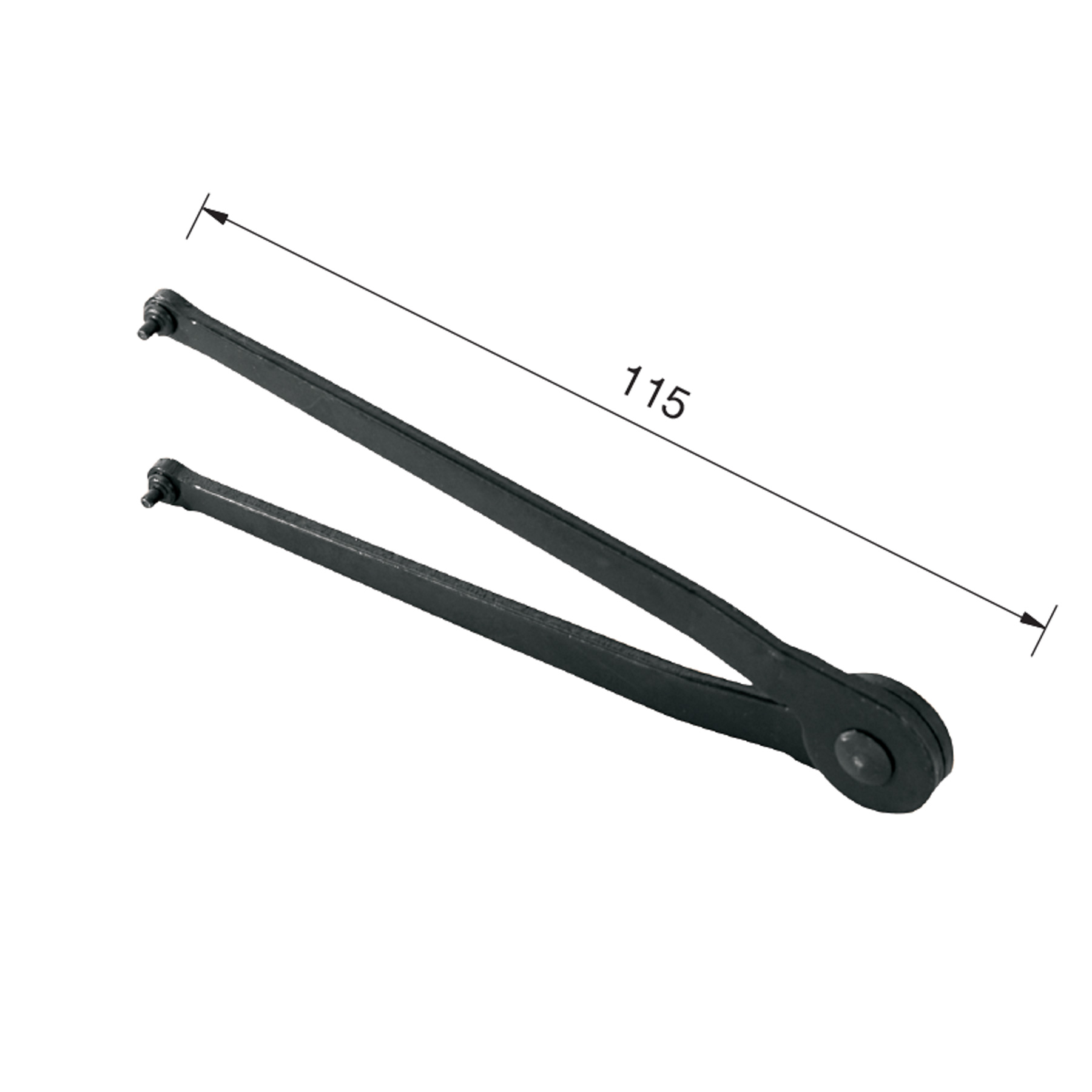 Haknyckel, justerbar, tapp Ø2,5, längd 3 mm
