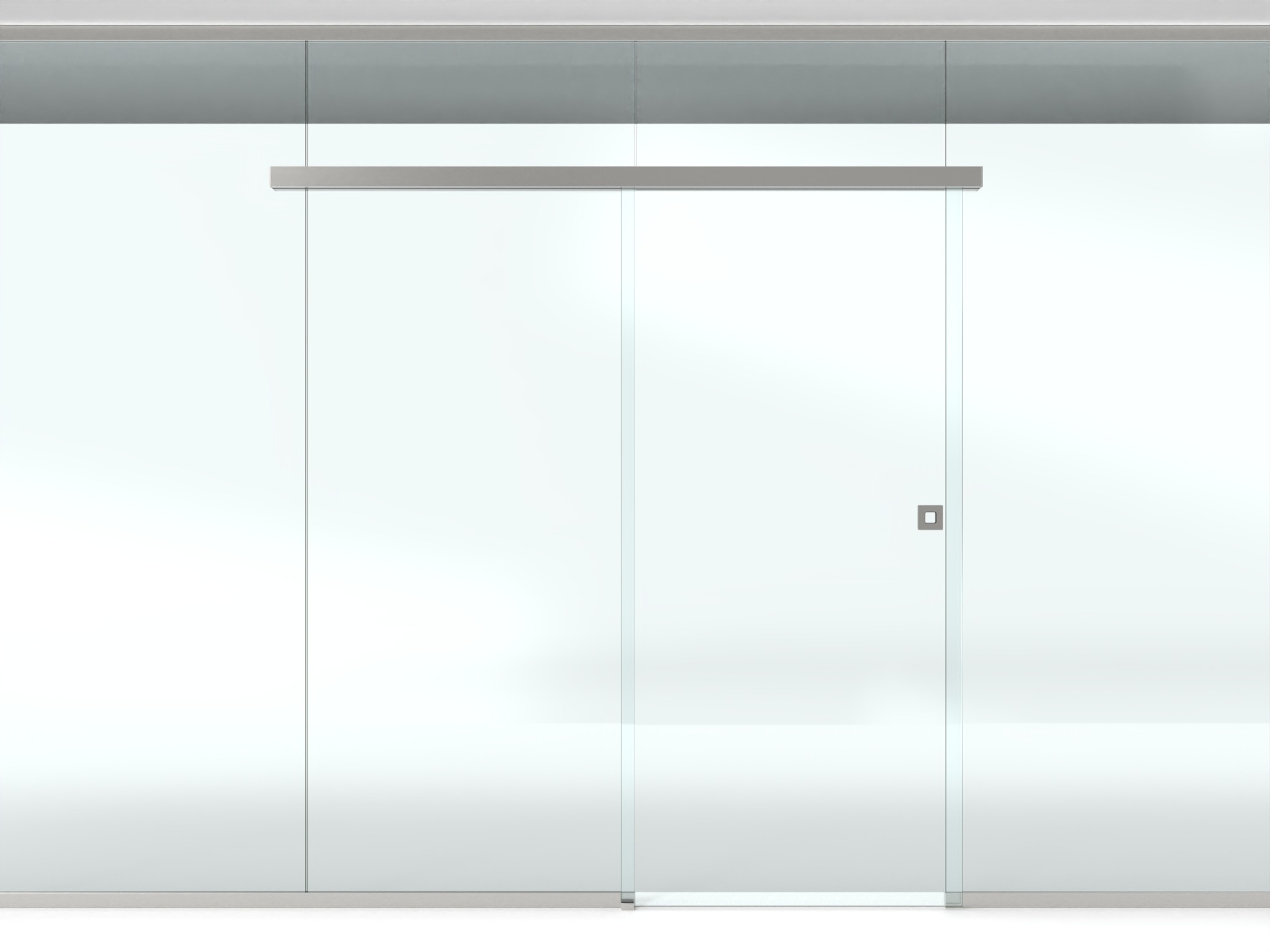 1‑dörrblad glas/väggmontage st/ol/st l=2085 mm, utan sidostopp