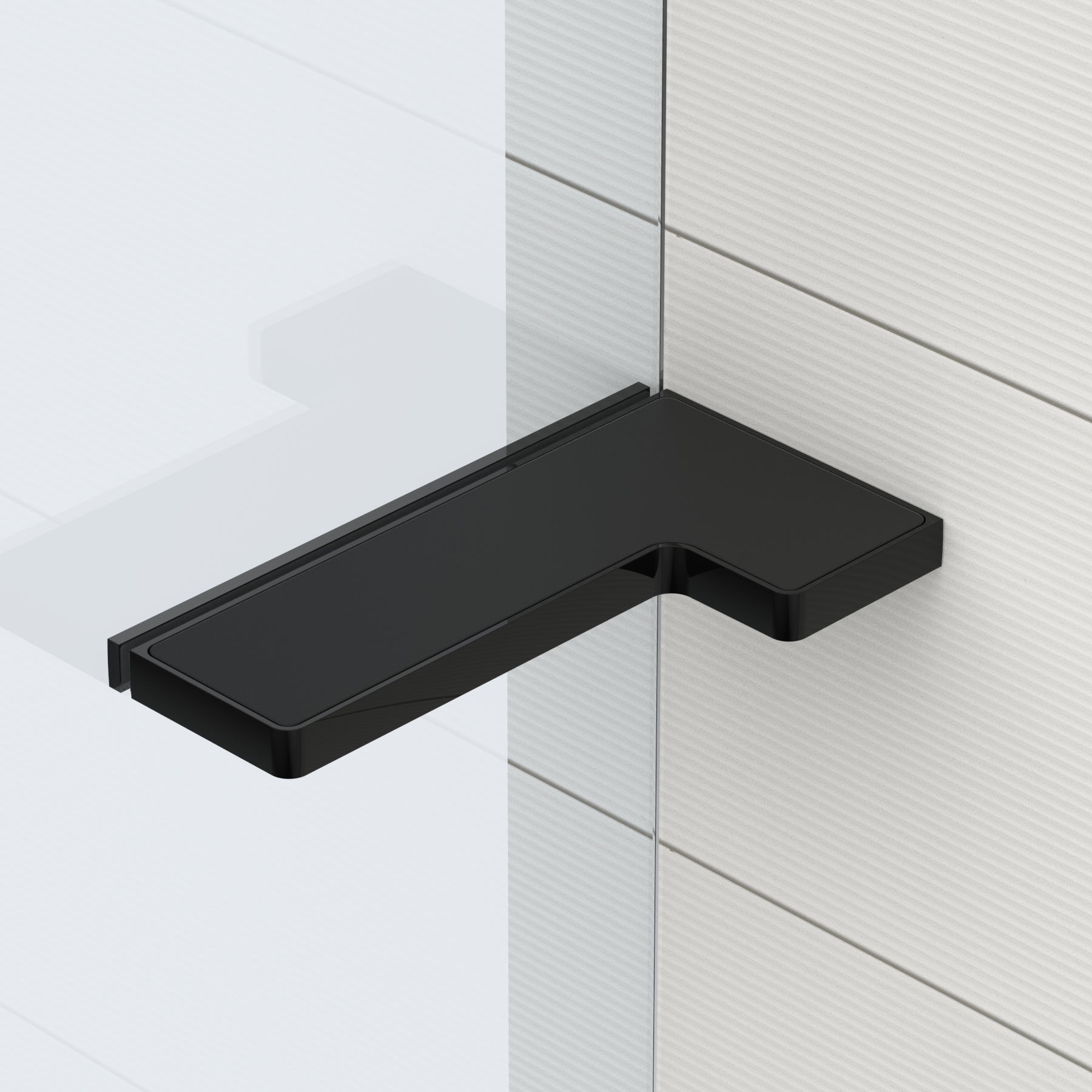 Stabilisering – hyllbeslag för duschar glas‑vägg 90°