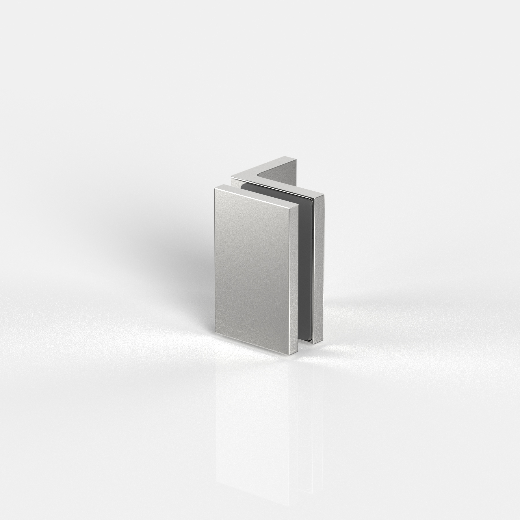 Fasta beslag glas‑vägg 90°, mattkrom, Flamea+