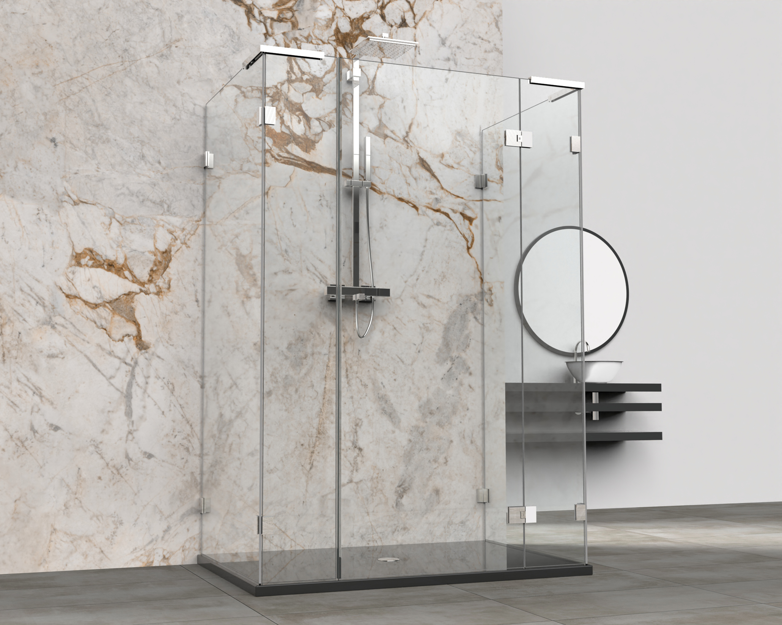 Stabiliserings‑vinkelbeslag glas–glas 90°