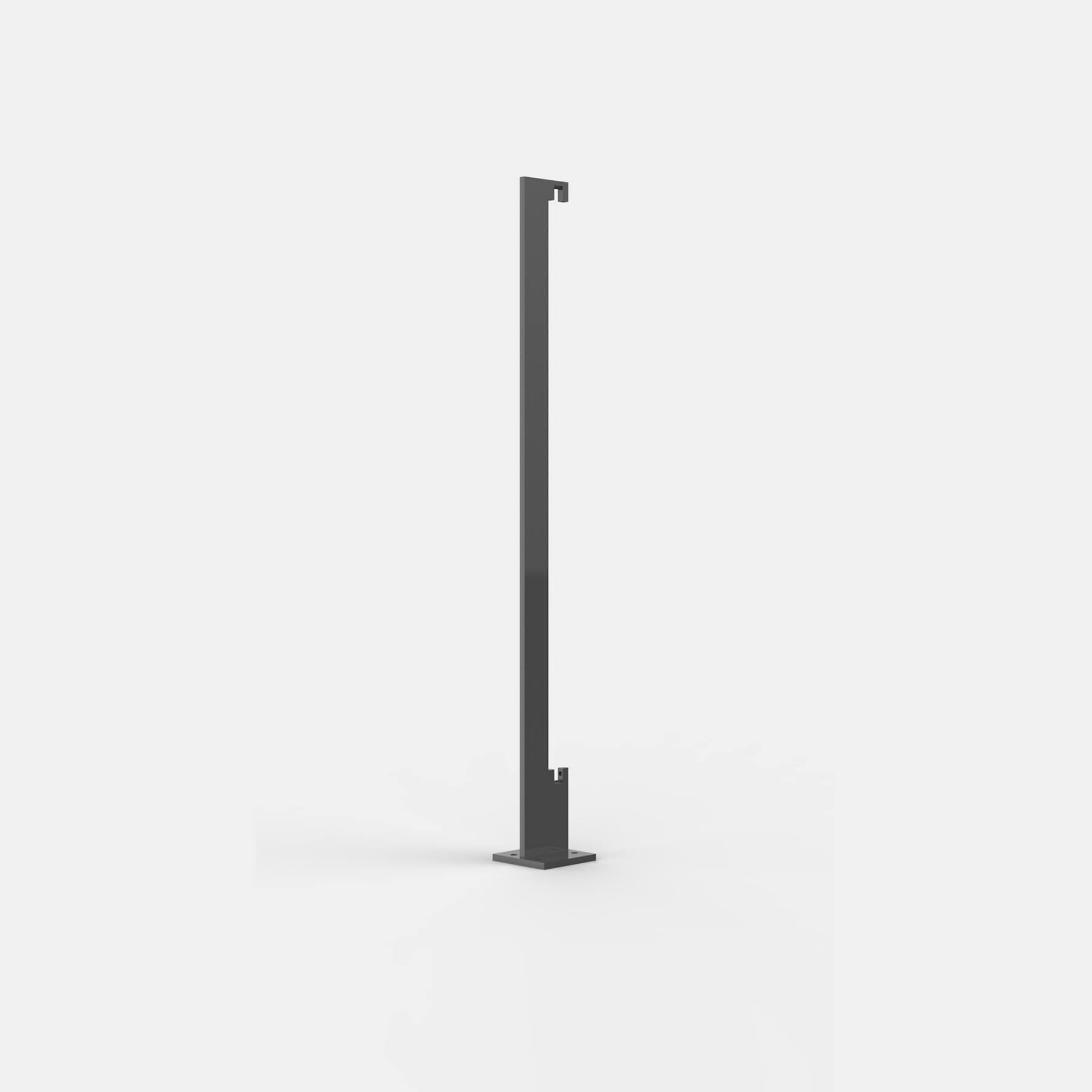 Platt stålstolpe för u-profil, h=1209 mm, trappa
