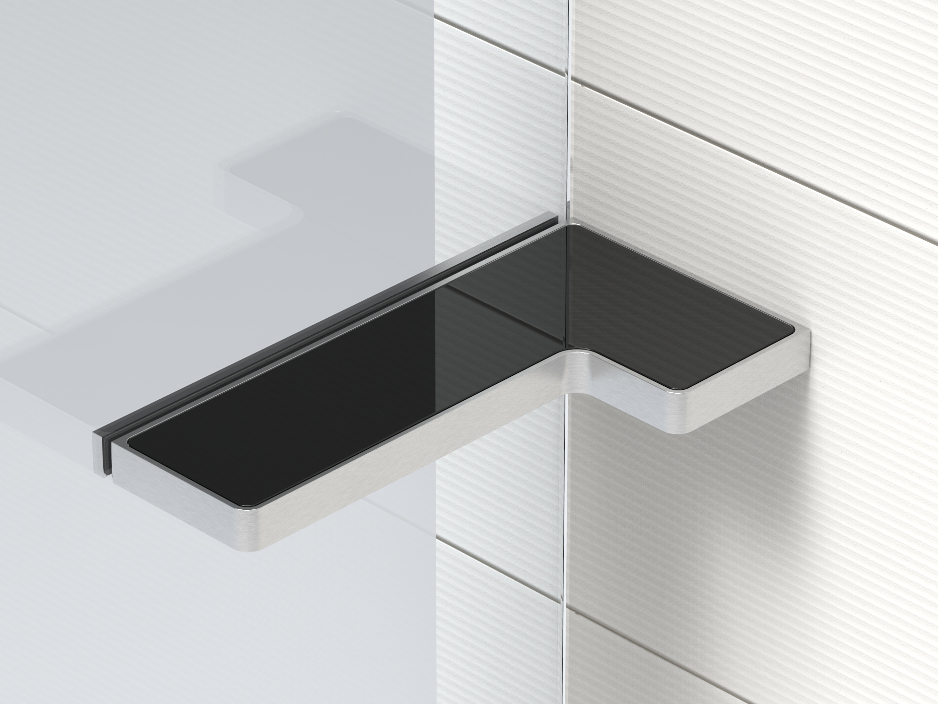 Stabilisering – hyllbeslag för duschar glas‑vägg 90°