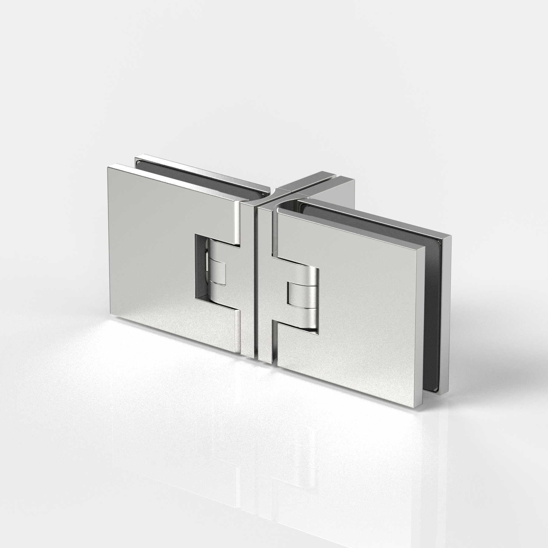 Pendelgångjärn, glas‑glas‑glas 90°