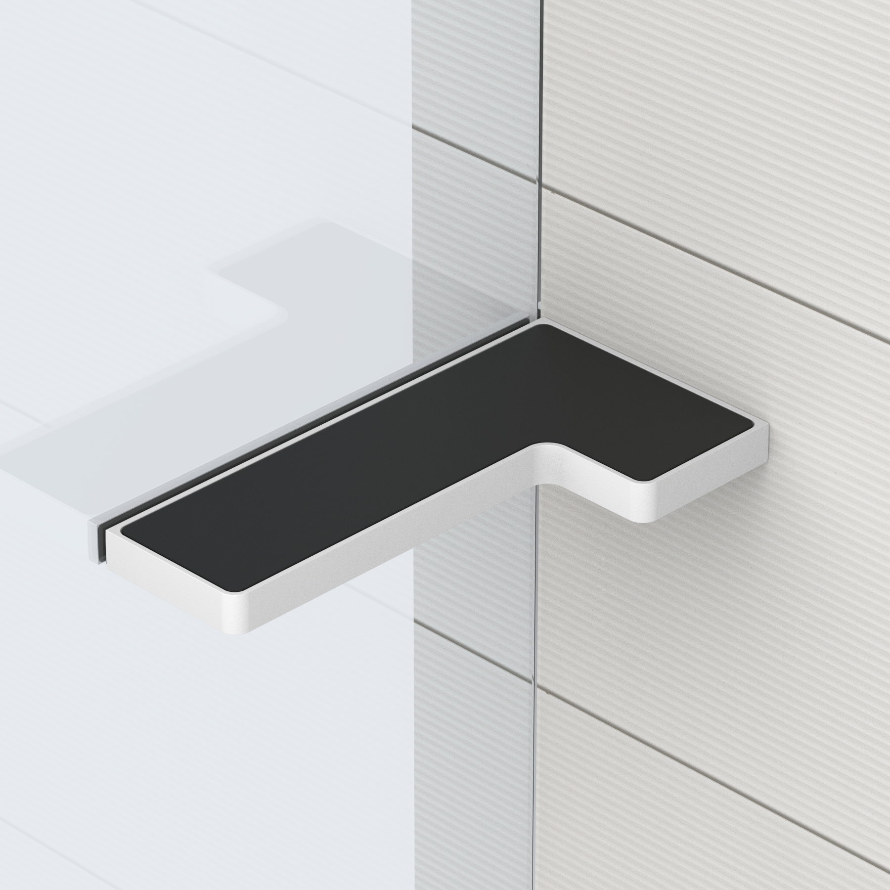 Stabilisering – hyllbeslag för duschar glas‑vägg 90°