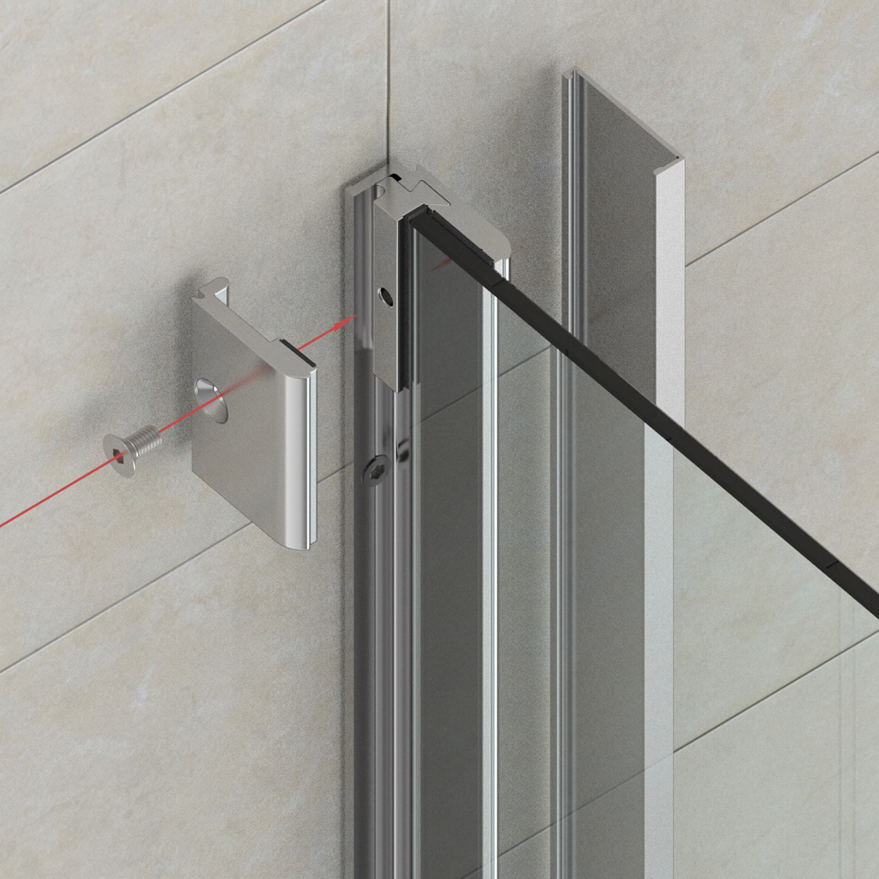 Klämprofil för 8 mm glas, längd 5000 mm, aluminium naturanodiserad