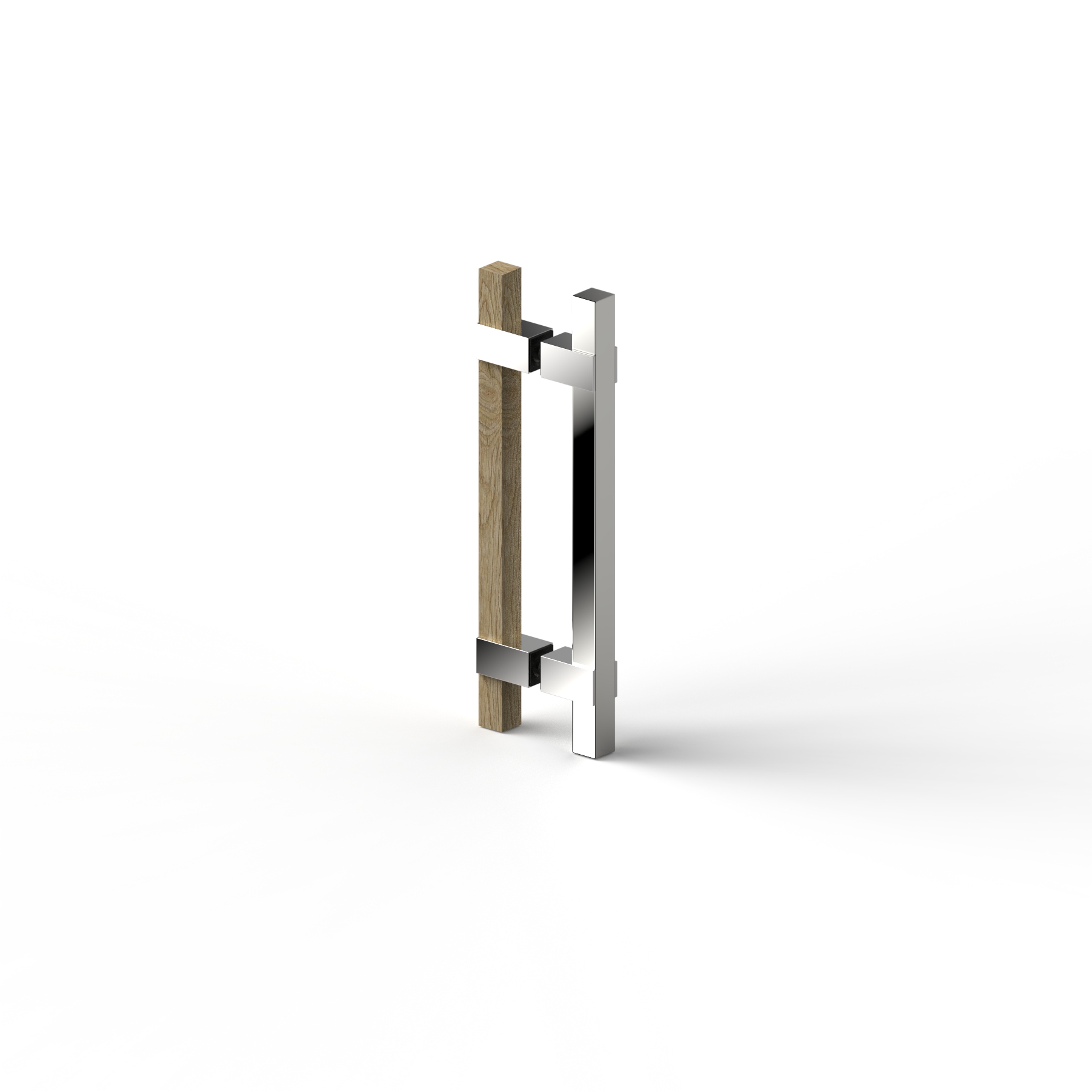 Dubbelt dörrhandtag, 320 mm, 1× Hemlock + 1× blankkrom