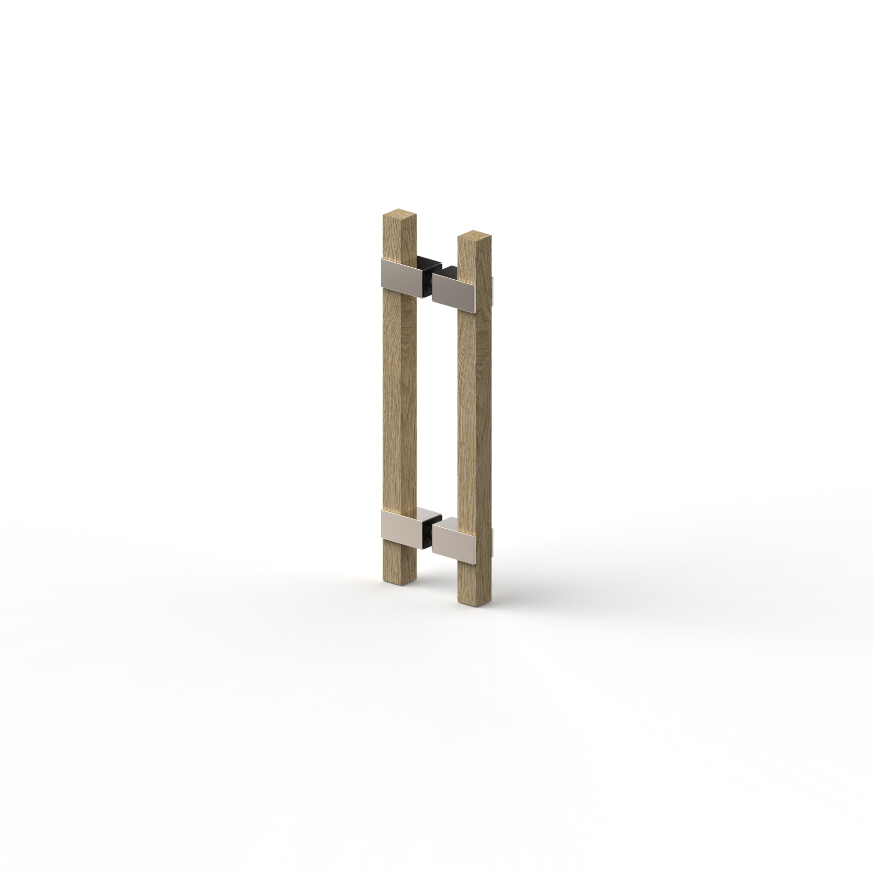 Dubbelt dörrhandtag, 320 mm, Hemlock + blank nickel