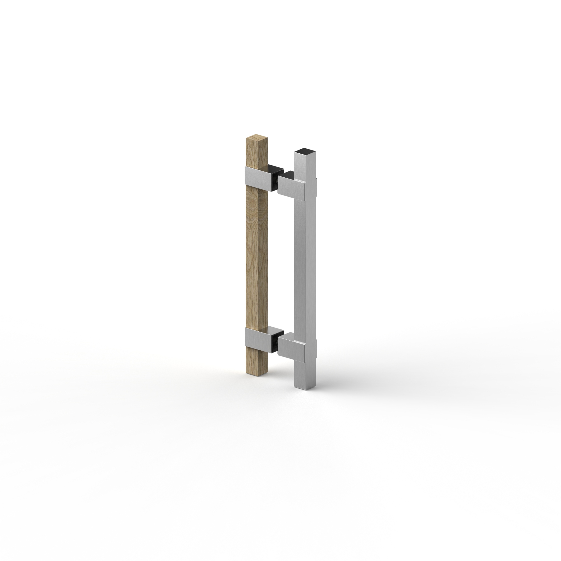 Dubbelt dörrhandtag, 320 mm, 1× Hemlock + 1× rostfritt utseende