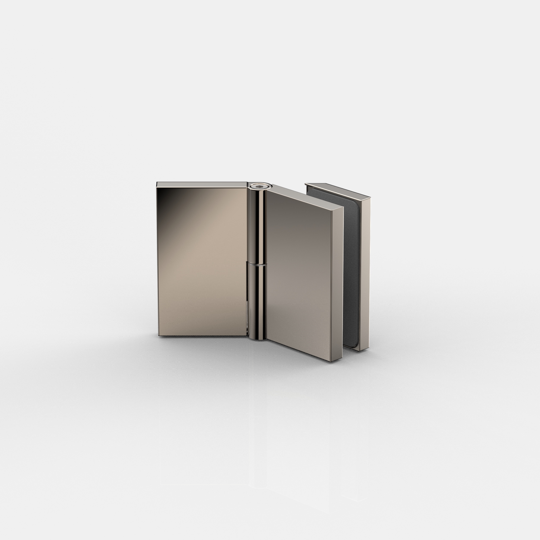 Fasta beslag glas‑vägg 135°, blank nickel, justerbara, Flamea+