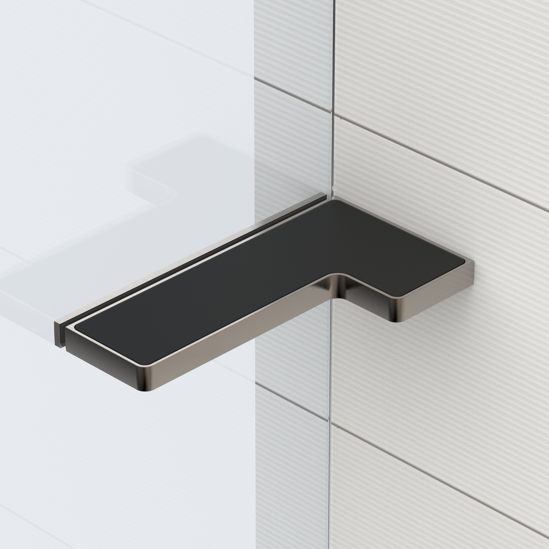 Stabilisering – hyllbeslag för duschar glas‑vägg 90°