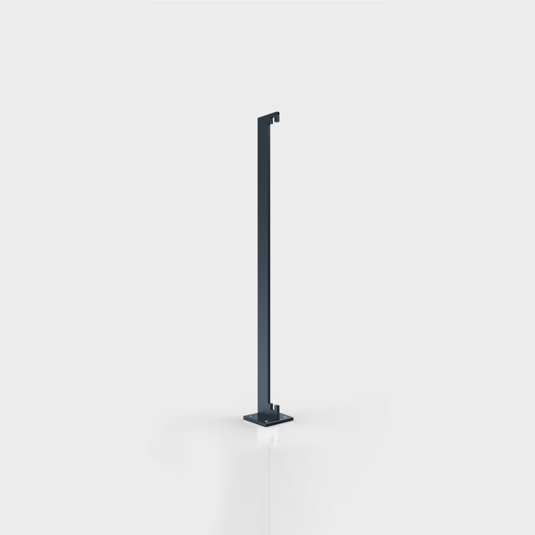 Platt stålstolpe för u-profil, h=1116 mm