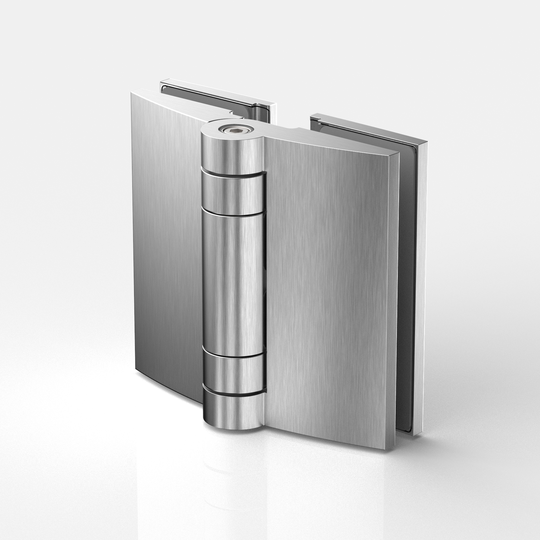Anslagsgångjärn glas–glas 180°